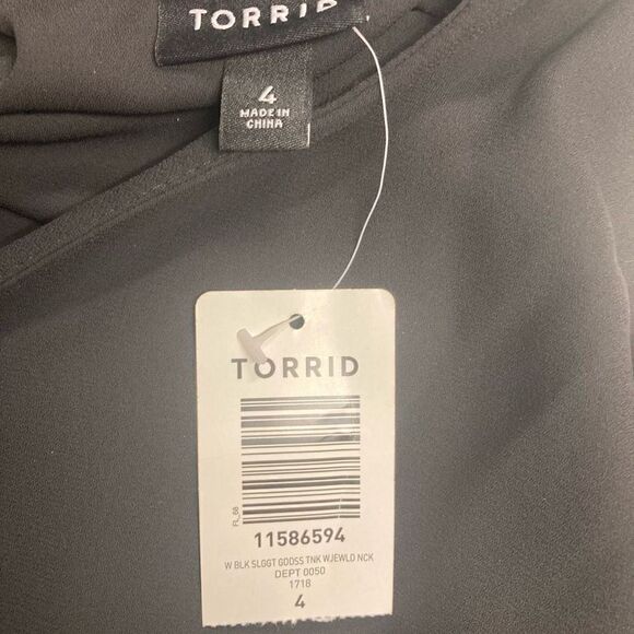TORRID Women’s Georgette Embellished Collar Top Black 4X New With Tags - Picture 5 of 8
